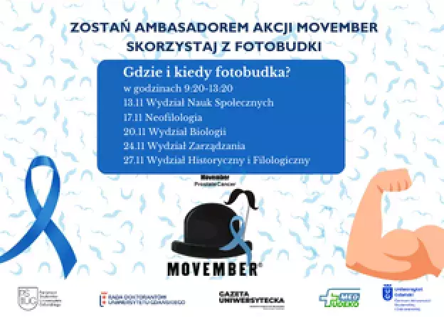 Zrób zdjęcie z wąsami i zostań ambasadorką lub ambasadorem akcji MOVEMBER na Uniwersytecie Gdańskim!