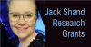 Katzrayna Skrzypińska - zdjęcie wśród czerni i błękitu, napis Jack Shand Research Grants