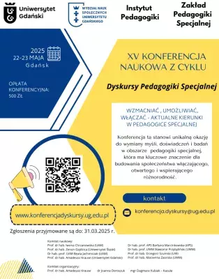 Plakat XV KONFERENCJA NAUKOWA Z CYKLU Dyskursy Pedagogiki Specjalnej