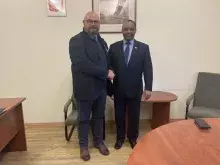 Dyrektor Instytutu Politologii UG, dr hab. Arkadiusz Modrzejewski, prof. UG, i Ambasador Rwandy, prof. dr Anastase Shyaka