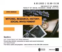Grafika promojaca seminarium Witches. Research, history, social involvement