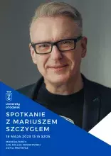 Plakat ze zdjęciem Mariusza Szczygła