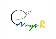 Logo projektu EMYS-R ze stylizowanym, uproszczonym rysunkiem żółwia błotnego