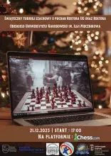 Plakat turniej szachowy online w otoczeniu świątecznym