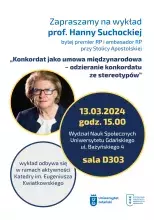 Plakat wykład prof. Hanny Suchockiej
