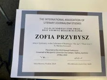 Dyplom dla Zofii Przybysz