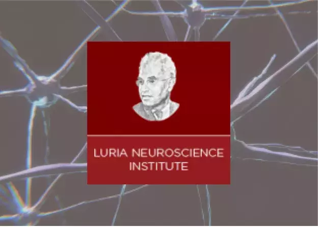 Logo Luria Neuroscience Institute na tle neuronów