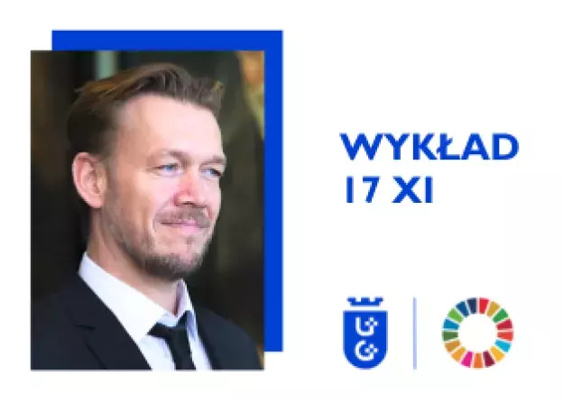 Prof. Rick Dolphijn - wykład 17 XI, logo UG i CZRUG