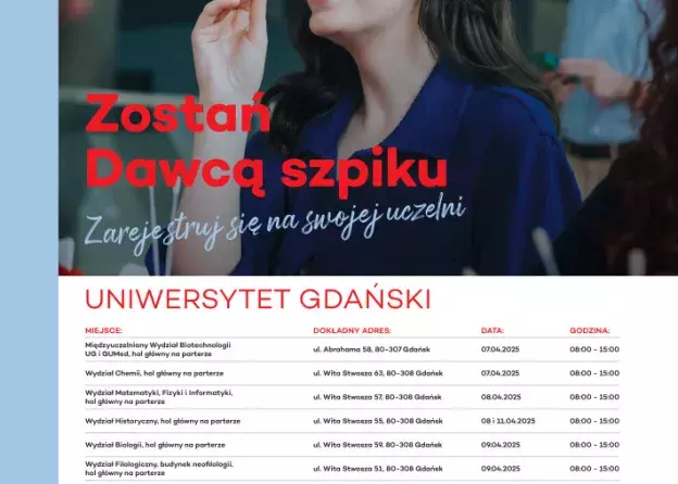 Zostań dawcą szpiku! Zarejestruj się na UG, m.in. na WNS!!! Akcja DKMS!