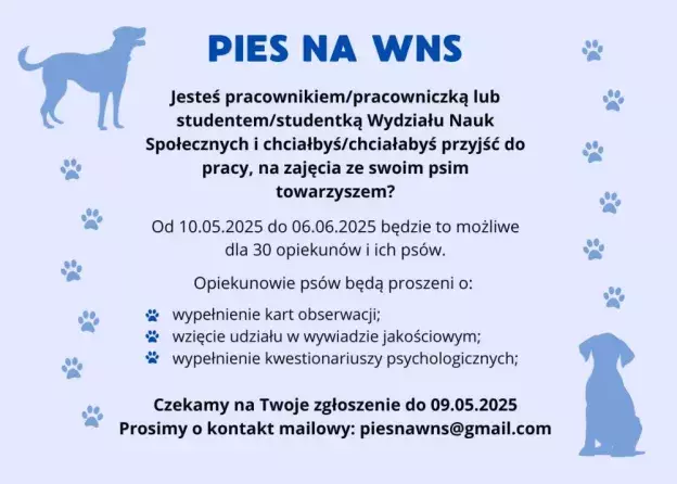 Chcesz przyjść z psem na zajęcia na WNS? Teraz to możliwe!!