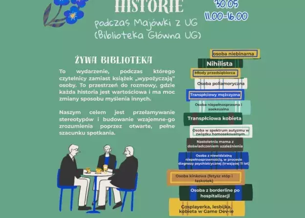 SciClub serdecznie zaprasza na KOLEJNĄ edycję ŻYWEJ BIBLIOTEKI podczas Majówki UG 30 maja