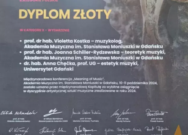 Prof. Anna Chęćka laureatką nagrody „Orły” za najlepszą książkę o muzyce poważnej
