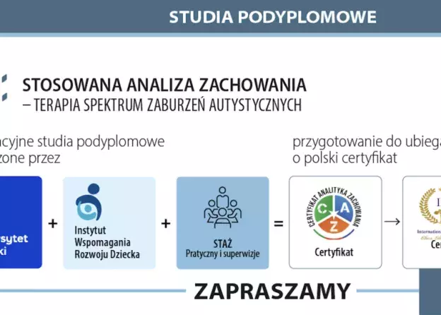 Zapraszamy na Studia Podyplomowe Stosowana Analiza Zachowania: terapia spektrum zaburzeń autystycznych