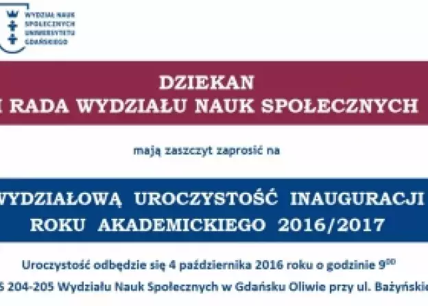 Inauguracja Roku Akademickiego 2016/2017 - Godziny Dziekańskie